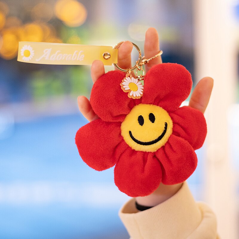 Smiley Flower Plush Keychain 10cm