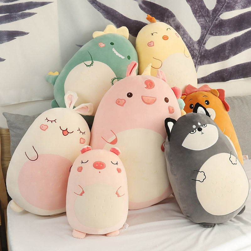 Animal (Chicken/Rabbit/Lion/Unicorn/Pig/Dinosaur/Dog) Chubby Pillow Plush Toy 45-80cm