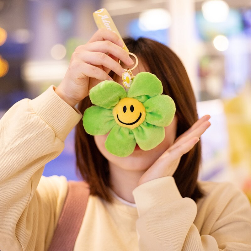 Smiley Flower Plush Keychain 10cm