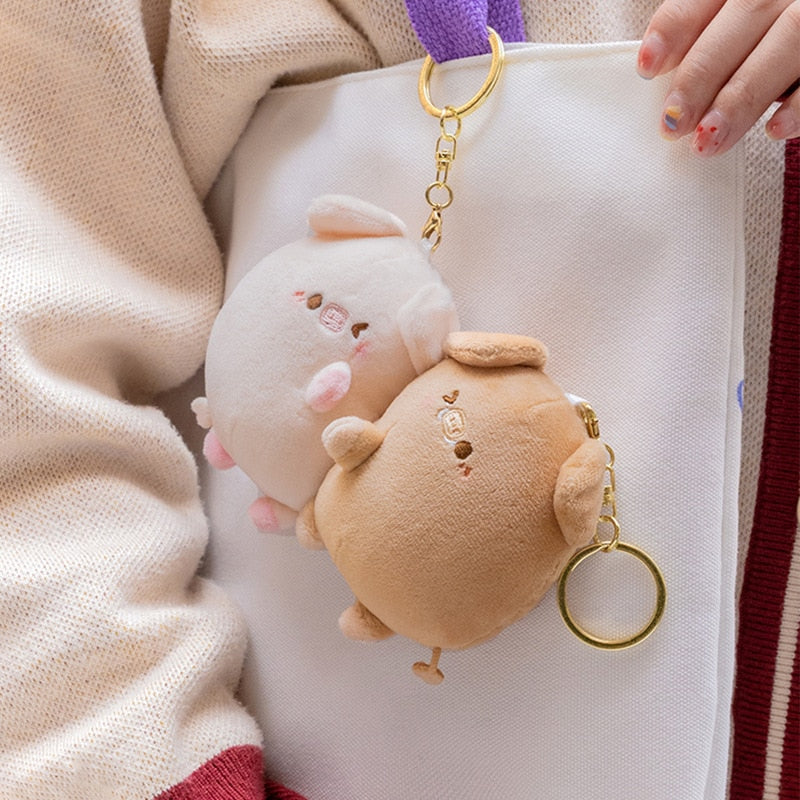 Magnetic Couple Pig Plush Keychains 2Pcs