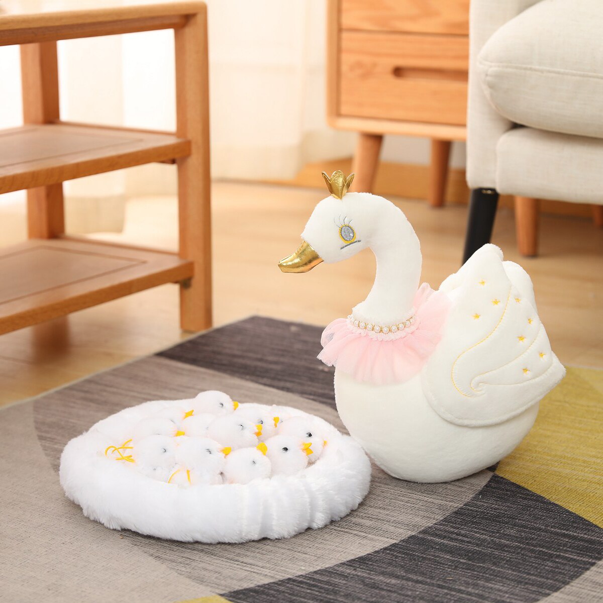 Swan Series Plush Toy (Swan with 10 Baby Swans and Nest Sets)