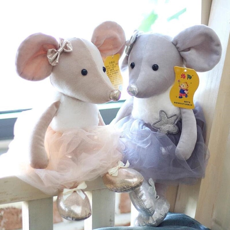 Cute Mouse With Tutu Dress Plush Toys 39cm /Plush Keychains 18cm -Brown/Grey/Pink