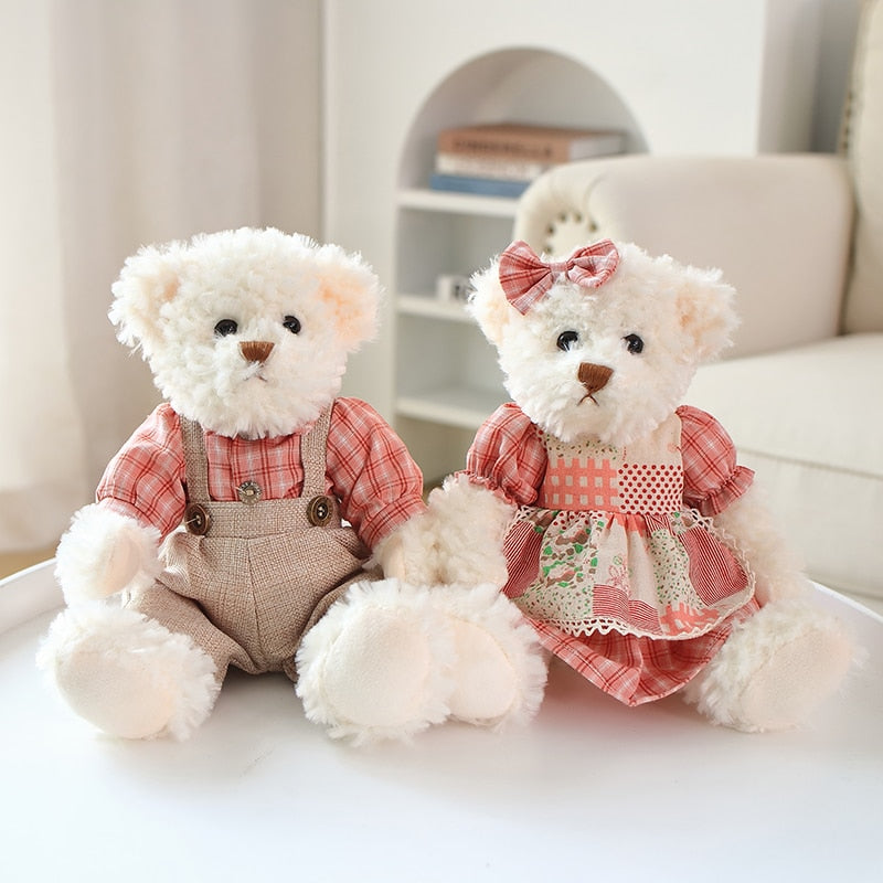 Teddy Bear (Couple With Cloth) Plush Toys 2 pcs/lot 26cm