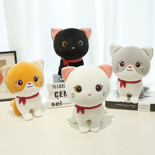 Cute Cat Plush Toys 24cm - White/Grey/Yellow Black