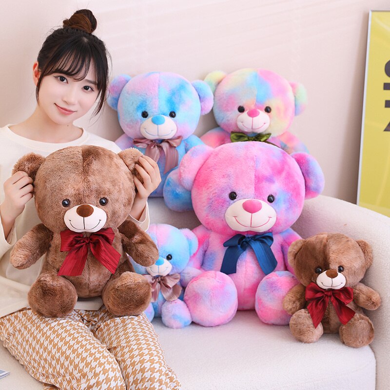 Teddy Bear(With Lovely Bow) Plush Toys - Brown/Colourful 25/35/45cm