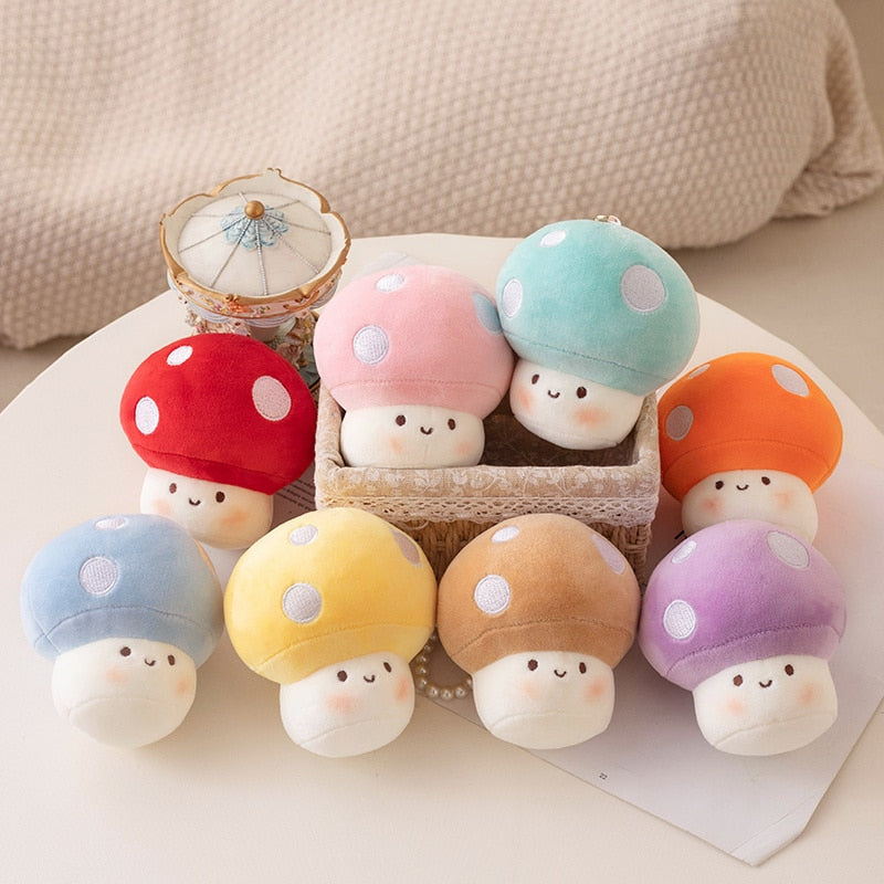 Cute Mushroom Plush Keychains 10cm - Blue/Red/Yellow/Pink/Purple/Brown/Orange