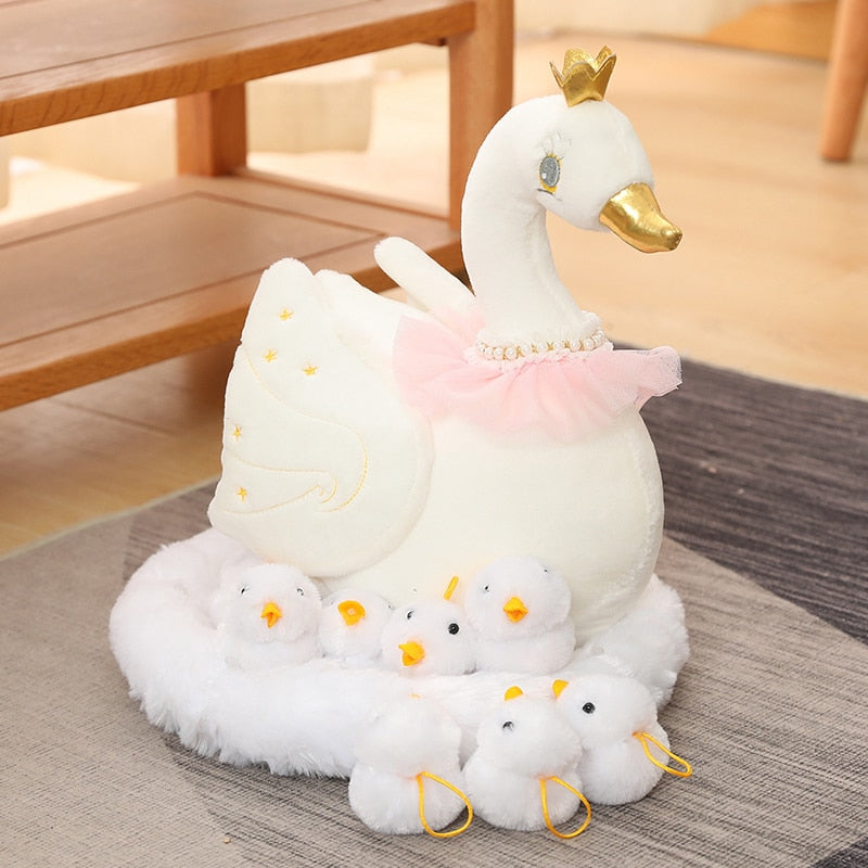 Bird(Swan/Chicken) Mother With 10 Babies and Nest Sets) Plush Toys - 2 Styles