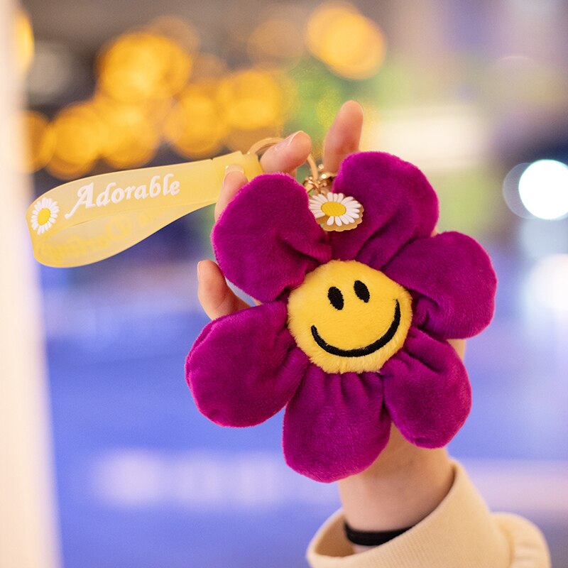 Smiley Flower Plush Keychain 10cm