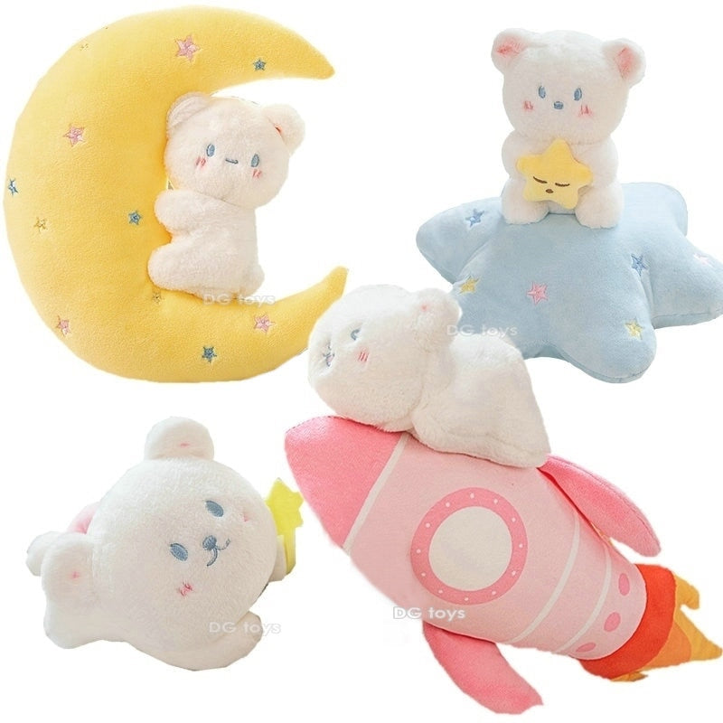 Cute White Bear With Star/Moon/Rocket Plush Toys - 4 Styles