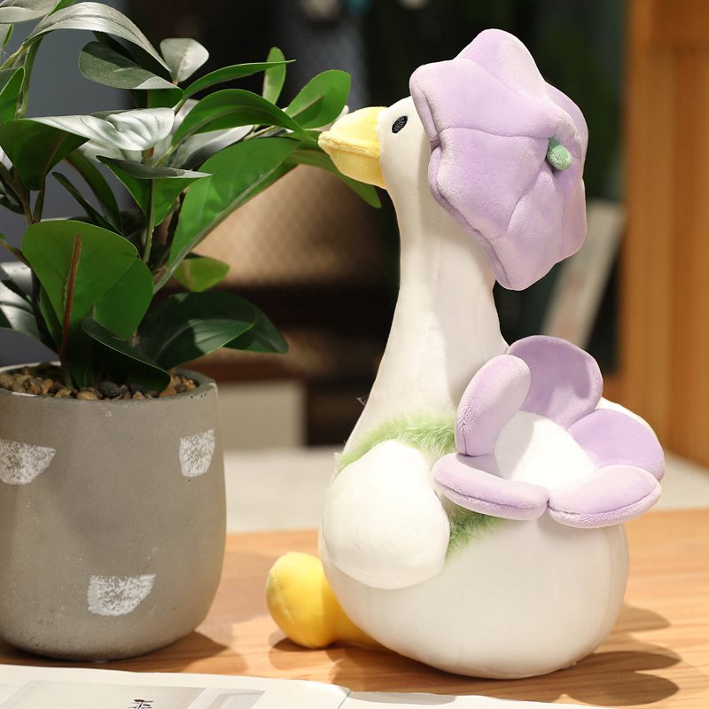 Duck With Flower (Sitting) Plush Toys 35/40/55cm - Yellow/Purple