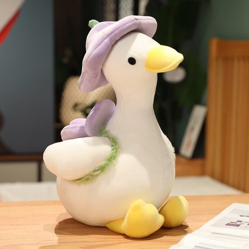 Duck With Flower (Sitting) Plush Toys 35/40/55cm - Yellow/Purple