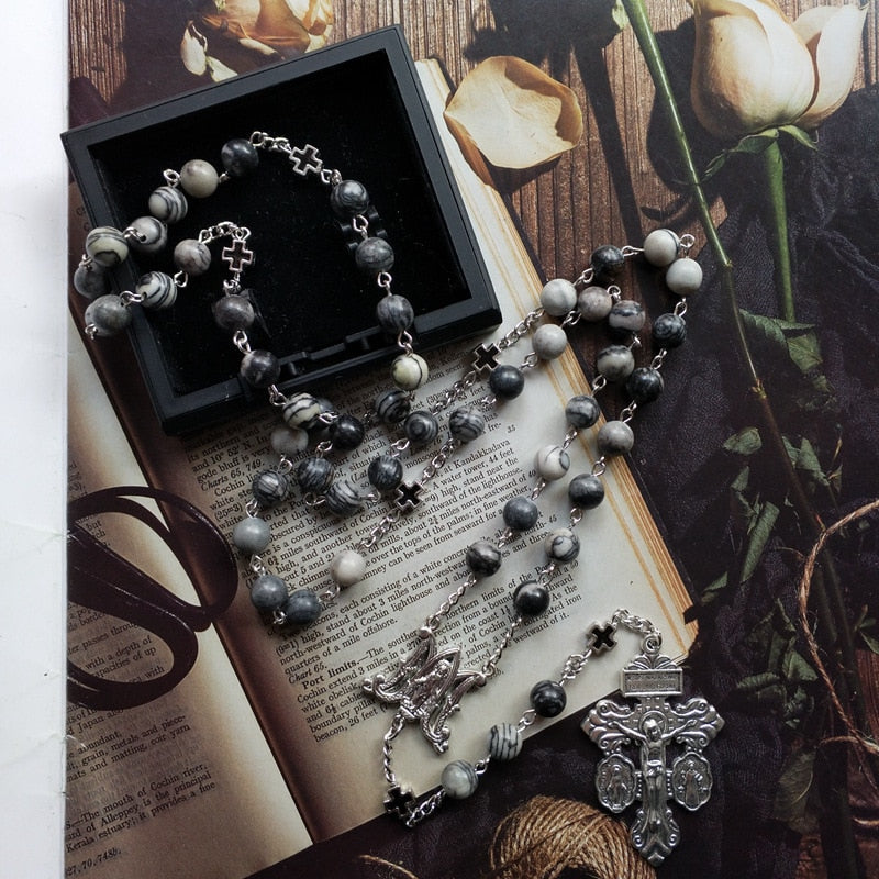 Rosary (QIGO Black Stone Beads) Rosary 84cm