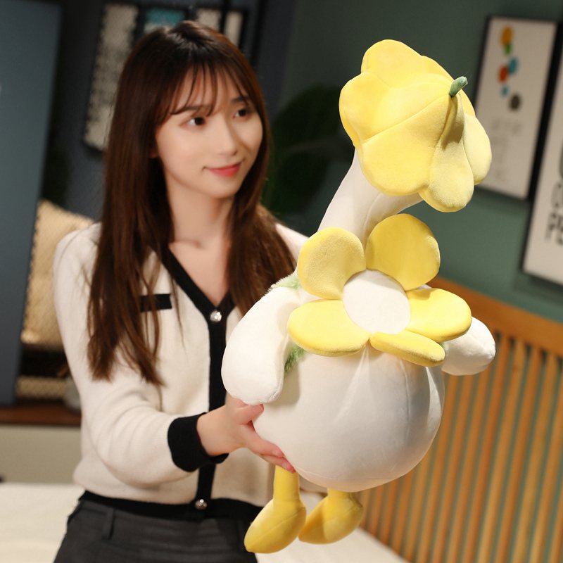 Duck With Flower (Sitting) Plush Toys 35/40/55cm - Yellow/Purple