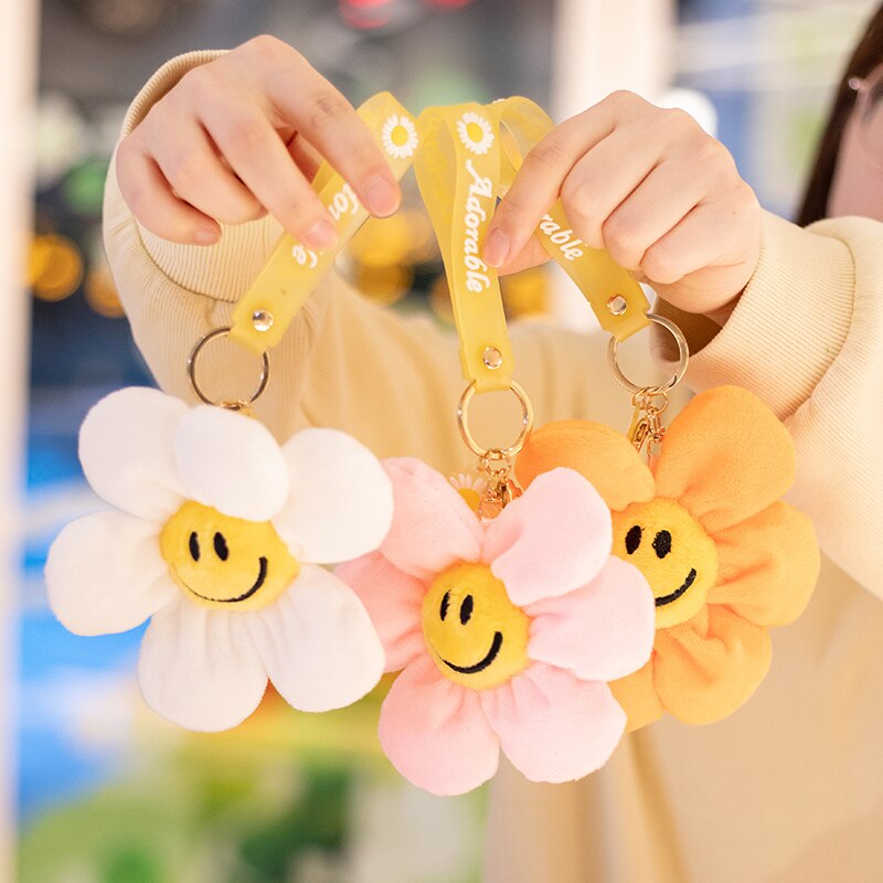 Smiley Flower Plush Keychain 10cm