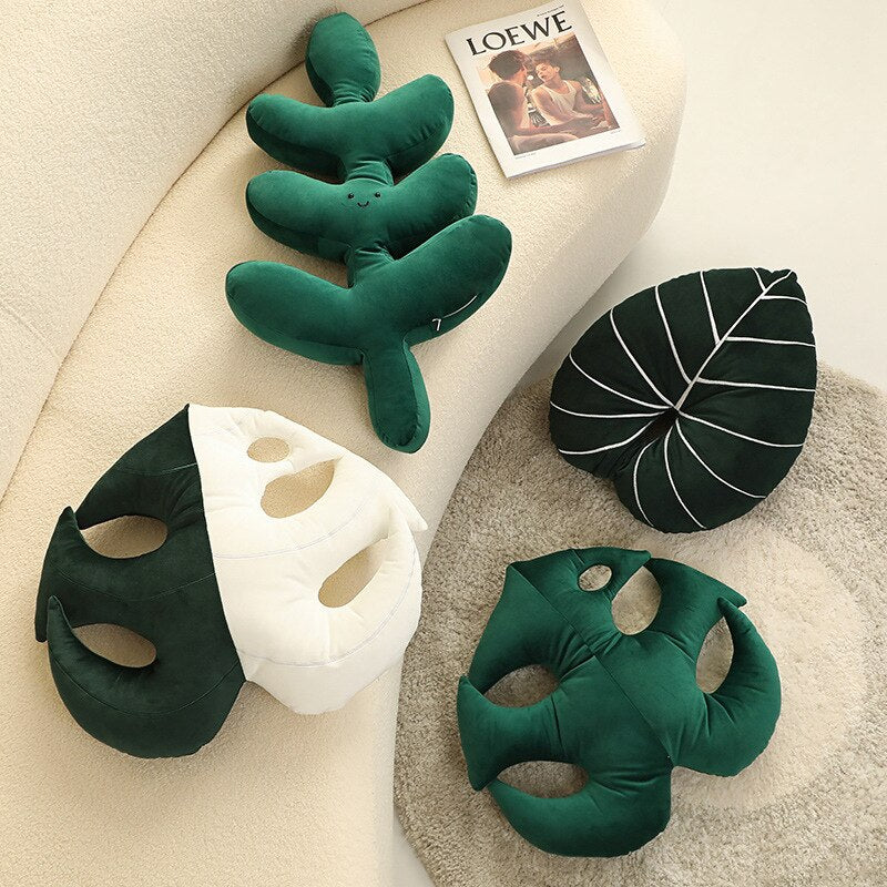 Green Leaf Pillow Plush Toys - 4 Styles