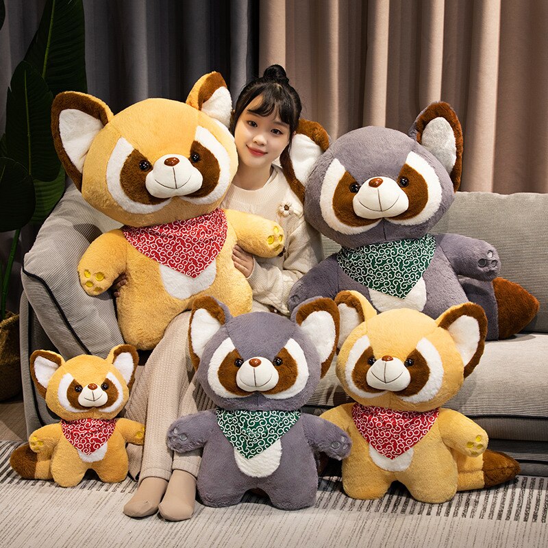 Cute Raccoon(Brown/Grey) with Red/Green Scarf Plush Toys 45-90cm