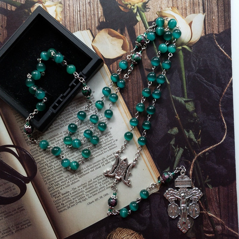 Rosary (QIGO Green Opal Beads) Rosary 84cm