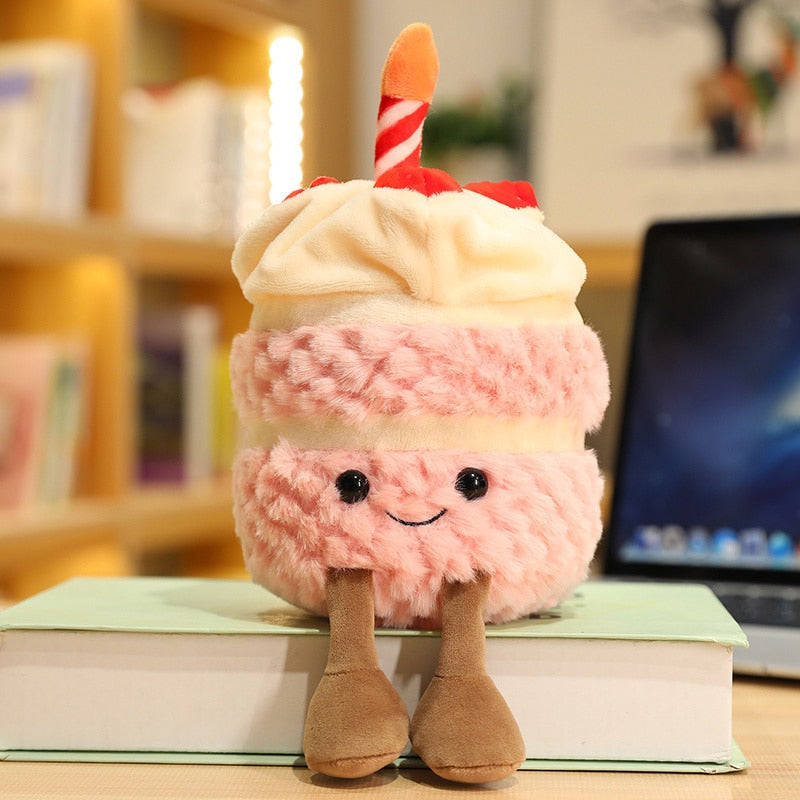 Food (Birthday Cake With A Candle/Strawberry Cupcake) Plush Toys