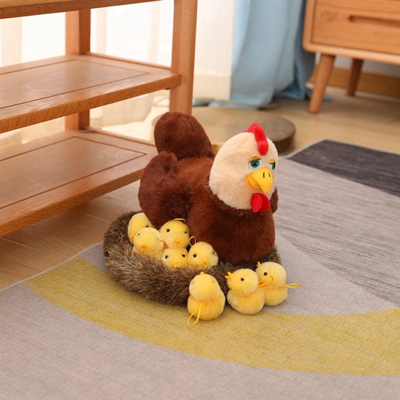 Bird(Swan/Chicken) Mother With 10 Babies and Nest Sets) Plush Toys - 2 Styles