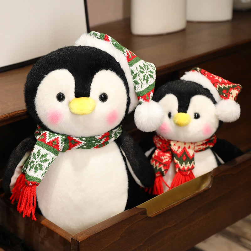 Cute Penguin With Christmas Hat Plush Toys 25/35/45cm - Green/Red