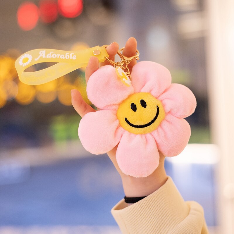 Smiley Flower Plush Keychain 10cm