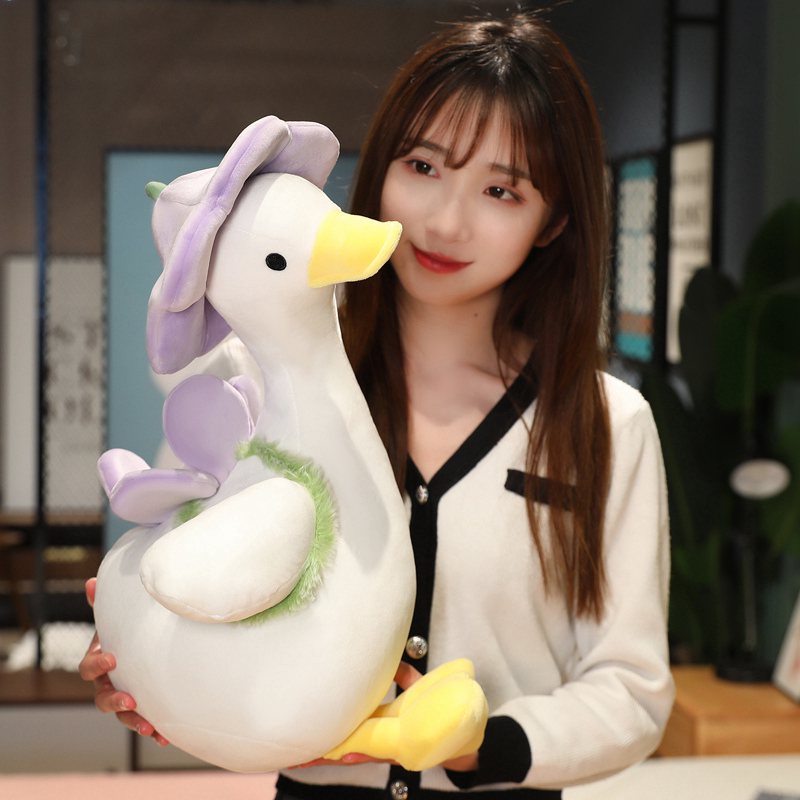 Duck With Flower (Sitting) Plush Toys 35/40/55cm - Yellow/Purple