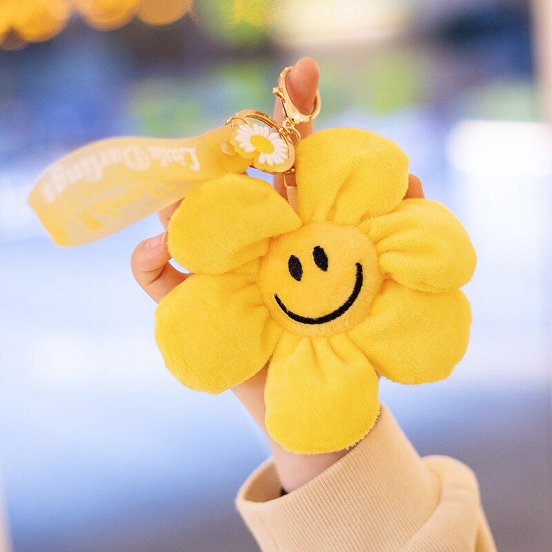 Smiley Flower Plush Keychain 10cm