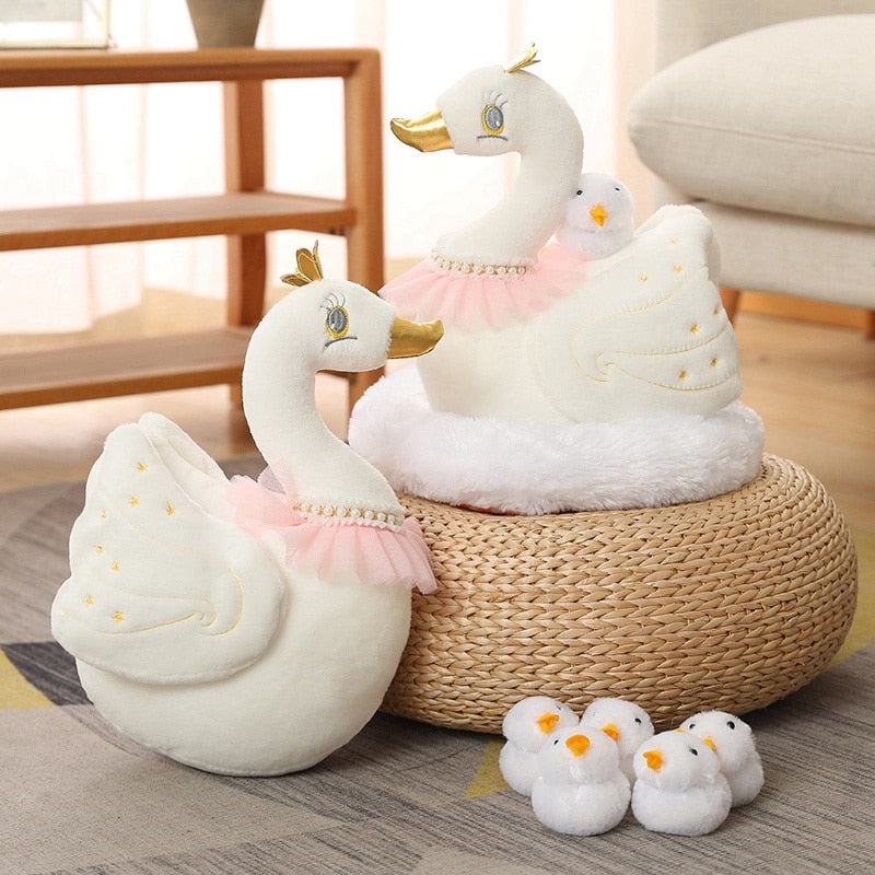 Bird(Swan/Chicken) Mother With 10 Babies and Nest Sets) Plush Toys - 2 Styles