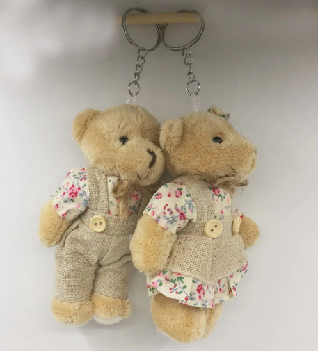 Couple Animal(Bear/Rabbit) Plush Keychain 2pcs/lot 11cm