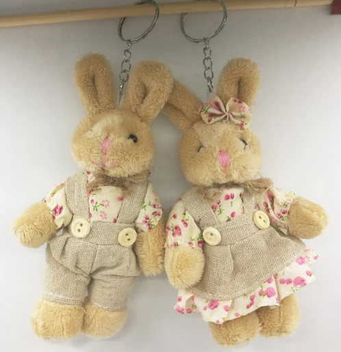 Couple Animal(Bear/Rabbit) Plush Keychain 2pcs/lot 11cm