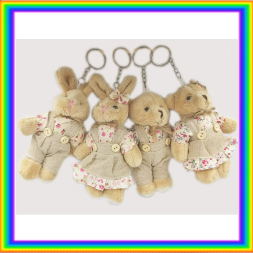 Couple Animal(Bear/Rabbit) Plush Keychain 2pcs/lot 11cm