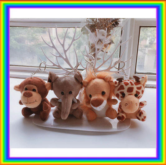 Animal(Tiger/Elephant/Monkey/Lion/Giraffe/Cheetah) Plush Keychain 10cm