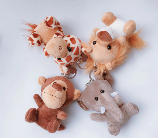 Animal(Tiger/Elephant/Monkey/Lion/Giraffe/Cheetah) Plush Keychain 10cm