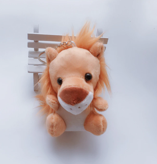 Animal (Tiger/Elephant/Monkey/Lion/Giraffe/Cheetah) Plush Keychain 10cm