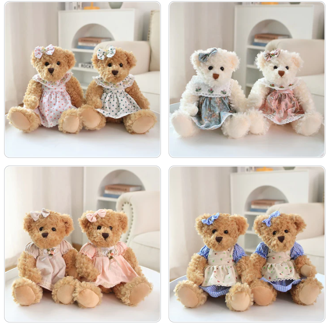 Teddy Bear (Couple With Cloth) Plush Toys 2 pcs/lot 26cm