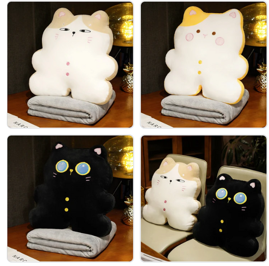 Cat Pillow Plush Toys With/Without Blanket