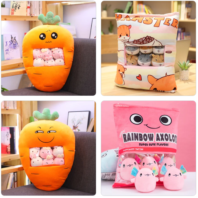 A Bag With 6-9 pieces of Mini balls Snacks/Pudding Plush Toys 40-50cm