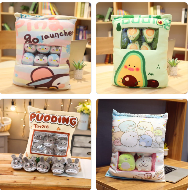 A Bag With 6-9 pieces of Mini balls Snacks/Pudding Plush Toys 40-50cm