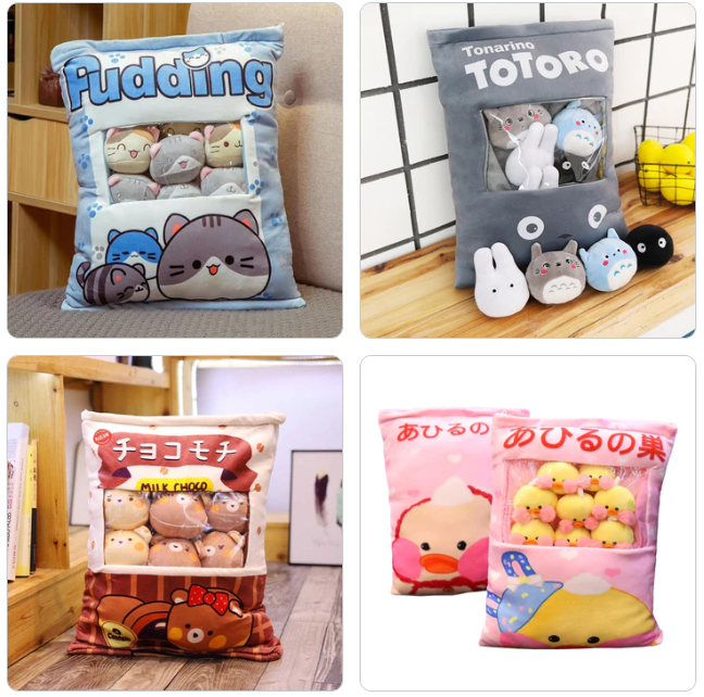 A Bag With 6-9 pieces of Mini balls Snacks/Pudding Plush Toys 40-50cm