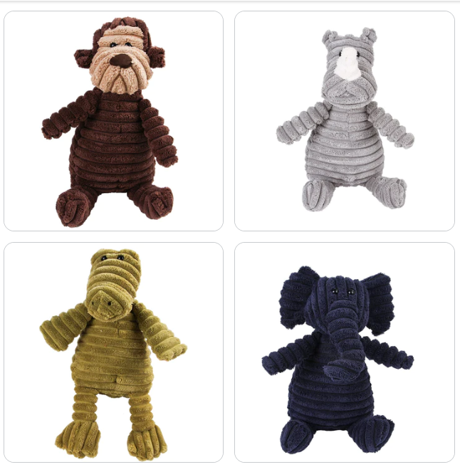 Animal (Corduroy) Plush Toys 20cm (Sheep/Bear/Fox/Duck/Monkey/Rabbit/Rhinoceros/Crocodile/Elephant/Dog)