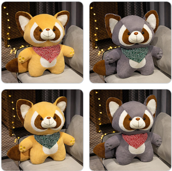 Cute Raccoon(Brown/Grey) with Red/Green Scarf Plush Toys 45-90cm