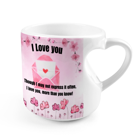 Heart-shaped Mug with "I Love you" message (10.3 OZ)