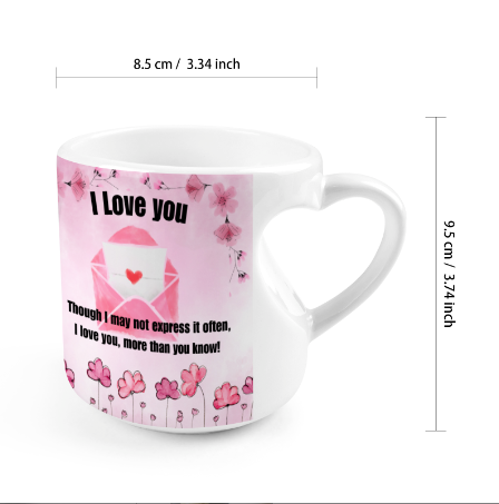 Heart-shaped Mug with "I Love you" message (10.3 OZ)