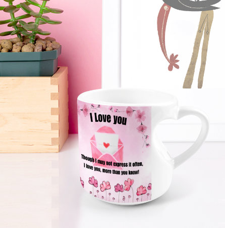 Heart-shaped Mug with "I Love you" message (10.3 OZ)