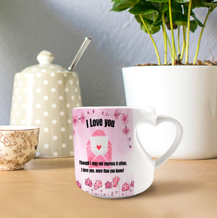 Heart-shaped Mug with "I Love you" message (10.3 OZ)