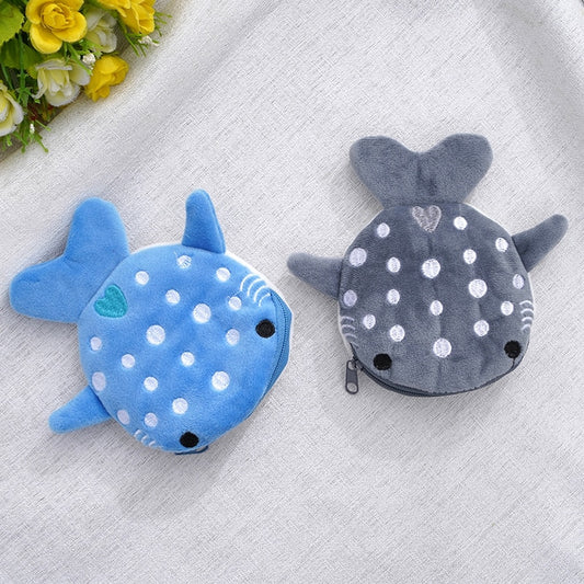 Whale Shark Coin Purse Plush Purse Bags - Grey/Blue