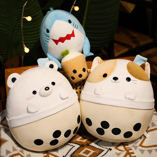 Animal(Bear/Cat/Shark) with Milk Tea Squishy Plush Toy