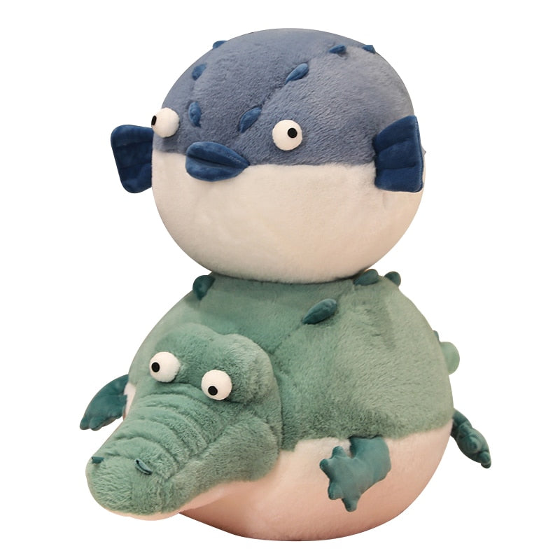 Funny Crocodile/Puffer Fish Round Shaped Plush Toys 35-80cm