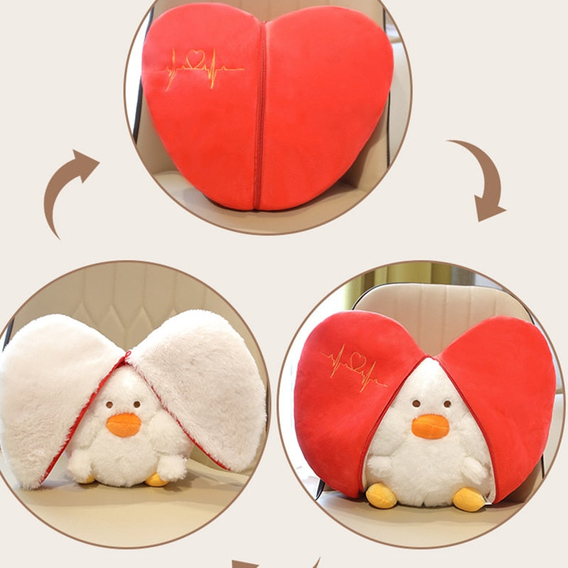 Funny Duck In Pear/Heart Bag Plush Toys 20-35cm