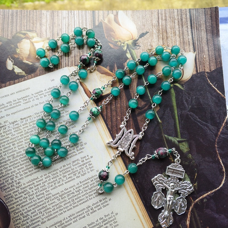 Rosary (QIGO Green Opal Beads) Rosary 84cm